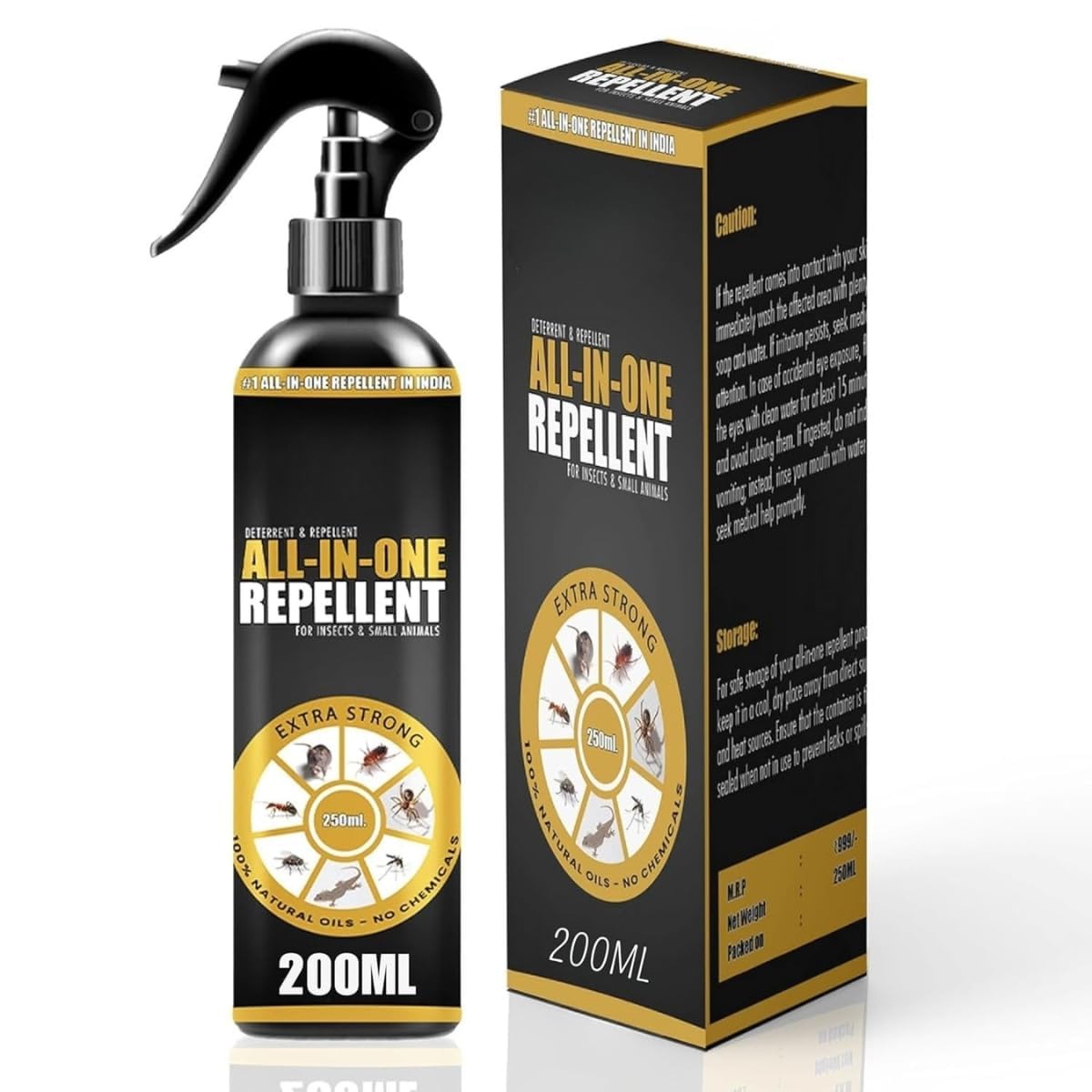 All in One Pest Repellent Spray (Black) 200ml | Khatmal marne ki Dawai | Natural Non-Toxic Formula | Effective Pest Control for Ants, Cockroach, Lizard, Bed Bugs-image-26