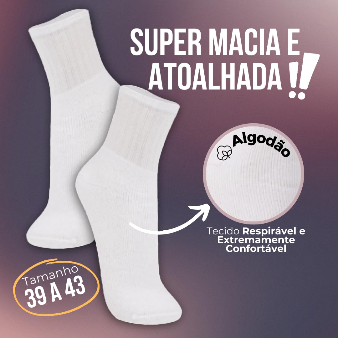 Kit 12 Pares de Meia Cano Médio Trifil Sola Atoalhada Algodão Masculino Adulto em promoção! Veja a oferta e mais achadinhos de Moda íntima 6 Hoje é o melhor dia para comprar Kit 12 Pares de Meia Cano Médio Trifil Sola Atoalhada Algodão Masculino Adulto com aquele preço maroto! Promoção! Aproveite a oferta! 6