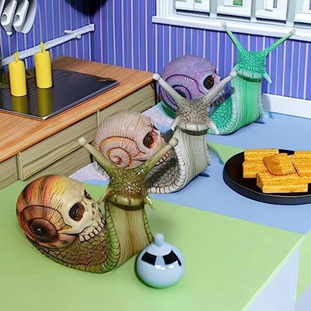 Sculpture D'escargot Tête De Mort En Résine - Décoration Halloween, Jardin, Patio | Environ 11.5x5.5x13 Cm - 4