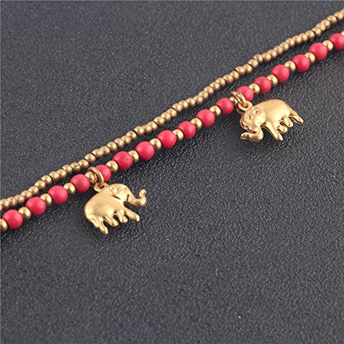 Image of kelistom Bohemian Ankle Bracelets for Women Handmade Natural Stone Beaded Chain Anklet