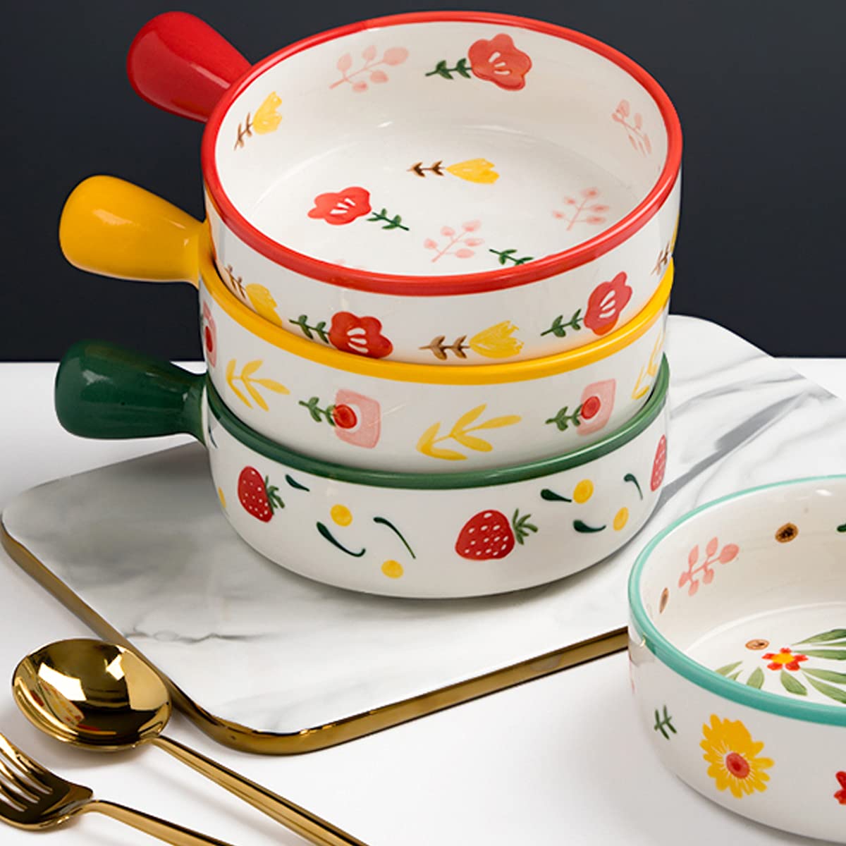 Naczynia do pieczenia, blacha do pieczenia z uchwytem, ​​porcelana z pojedynczym uchwytem Naczynia do pieczenia Okrągłe naczynia do pieczenia Miska do gotowania Kuchnia Ciasto Śniadanie Obiad Zastawa