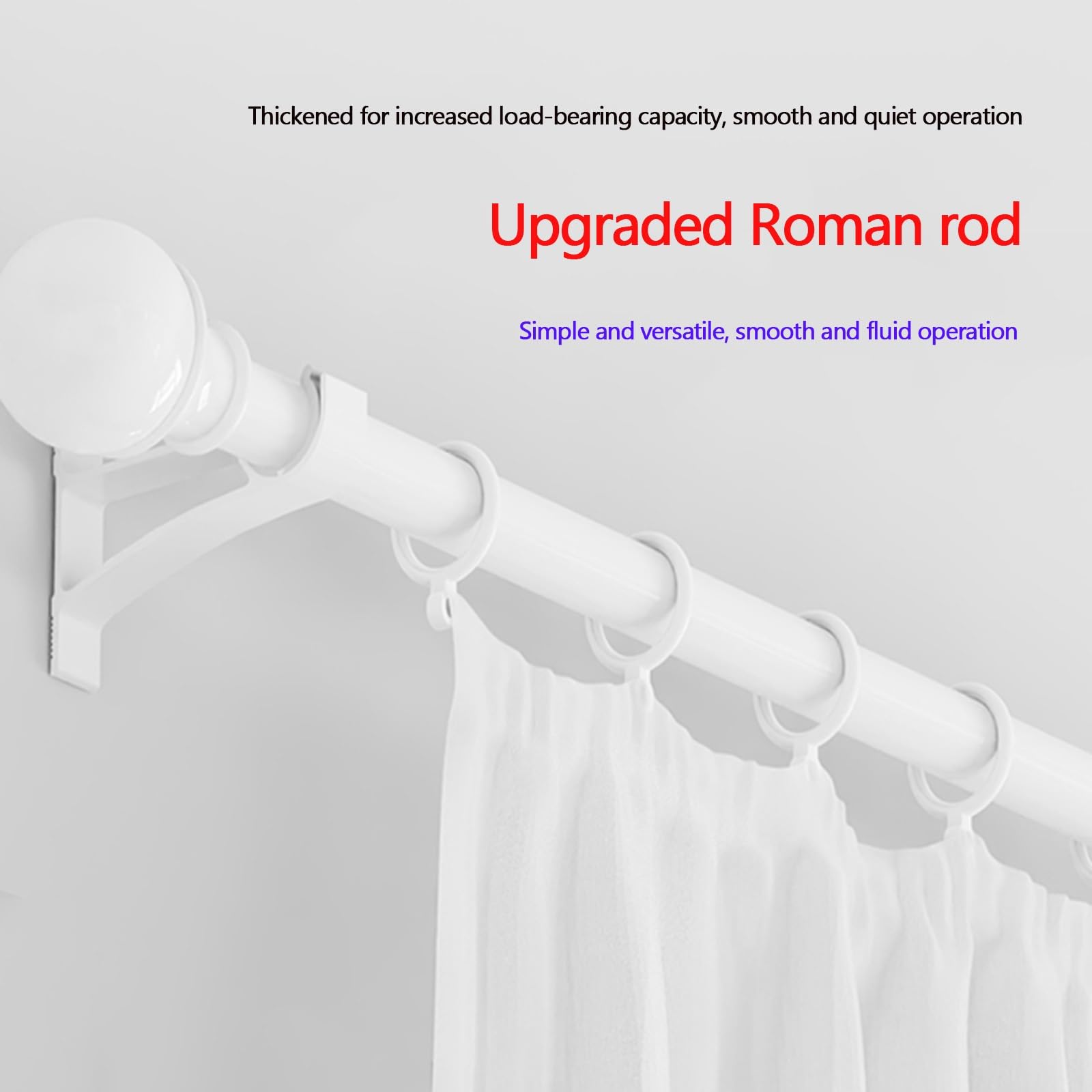 Gardinenstange mit Runden Endstücken Robust und Einfach zu Bedienen Gardinenstangen für Schlafzimmer Wohnzimmer(White,390cm/12.8ft)
