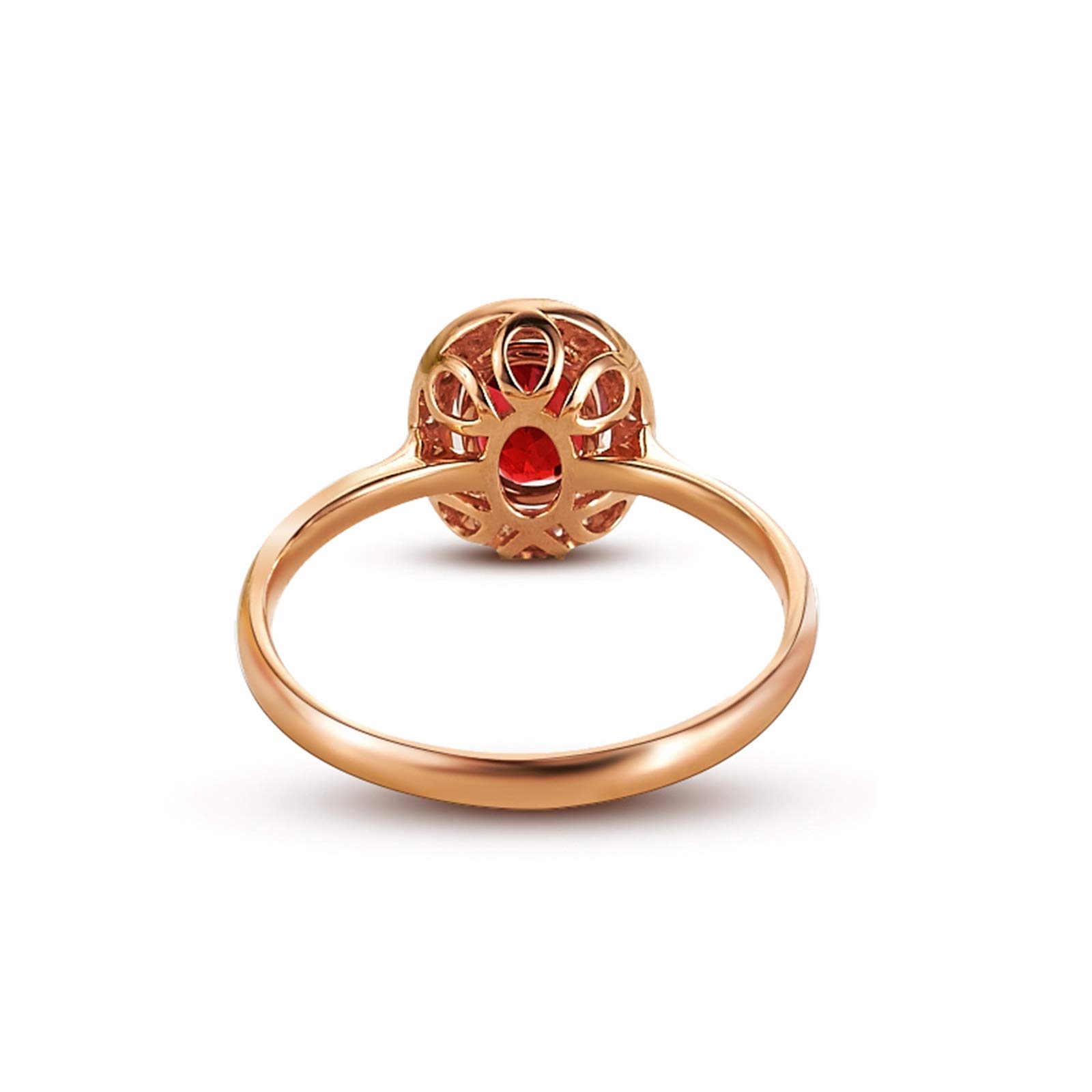 Beydodo Pierścionek zaręczynowy różowe złoto 750 diament Halo z owalną turmaliną 0,8/1,3 ct pierścionek ślubny dla kobiet e 18 karatów (750) czerwone złoto, 61 (19,4), colore: 0.8ct, cod. TLLWGZ801