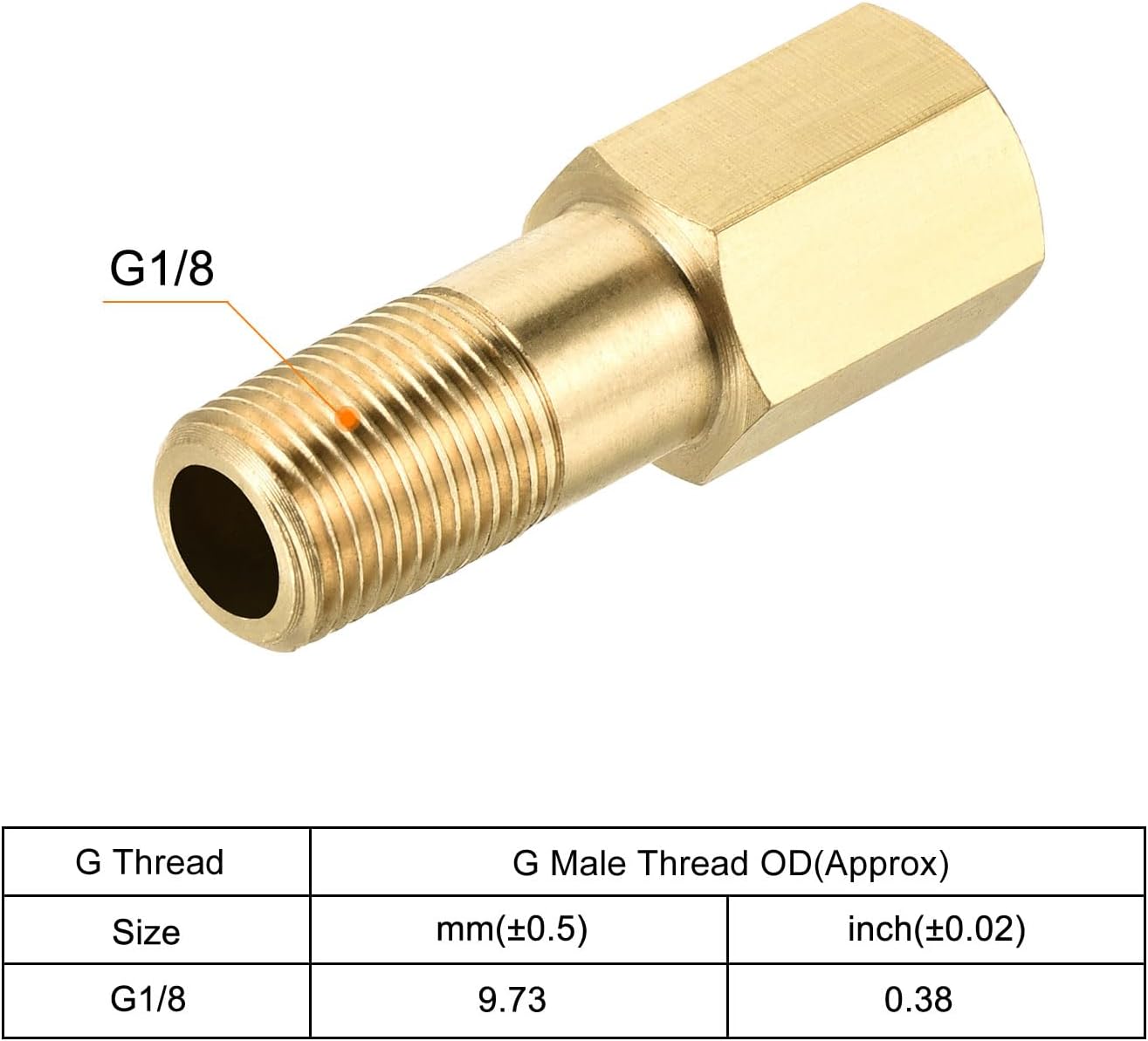 MECCANIXITY Brass Pipe Fitting G1/8 Female to G1/8 Male Thread Adapter 35mm Length Extension Connector Hex Pipe Coupling 2 Pack