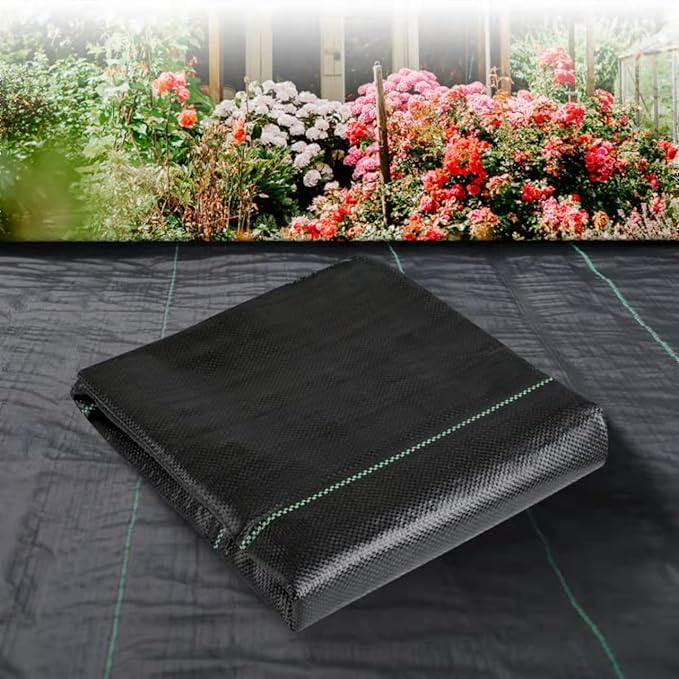 HHBR 2 Meter x 5 Meter Weedmat Landscape Fabric, Heavy Duty Ground Cover with Lining, Landscape Fabric 110 GSM Weed Block Gardening Mat for Agriculture, Outdoor Projects with Long Life-image-3