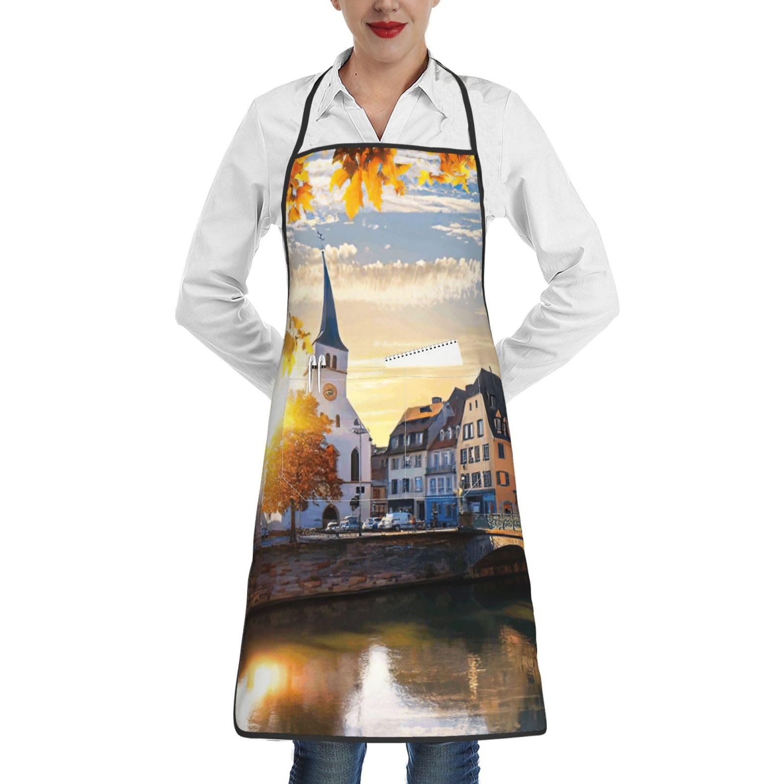 Premium Strasbourg Sundown Apron with Pocket, Water-Resistant, Easy Care for Kitchen & Workshop & Craft Work