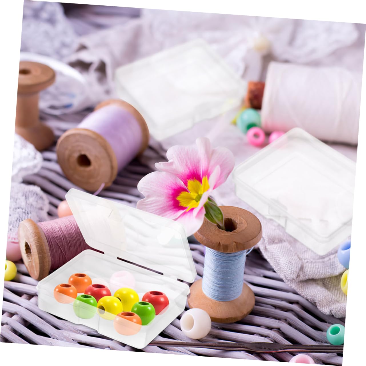 TOGEVAL 20pcs Small Plastic Storage Boxes Hinged Lids for Bead Organizer Craft Storage Jewelry