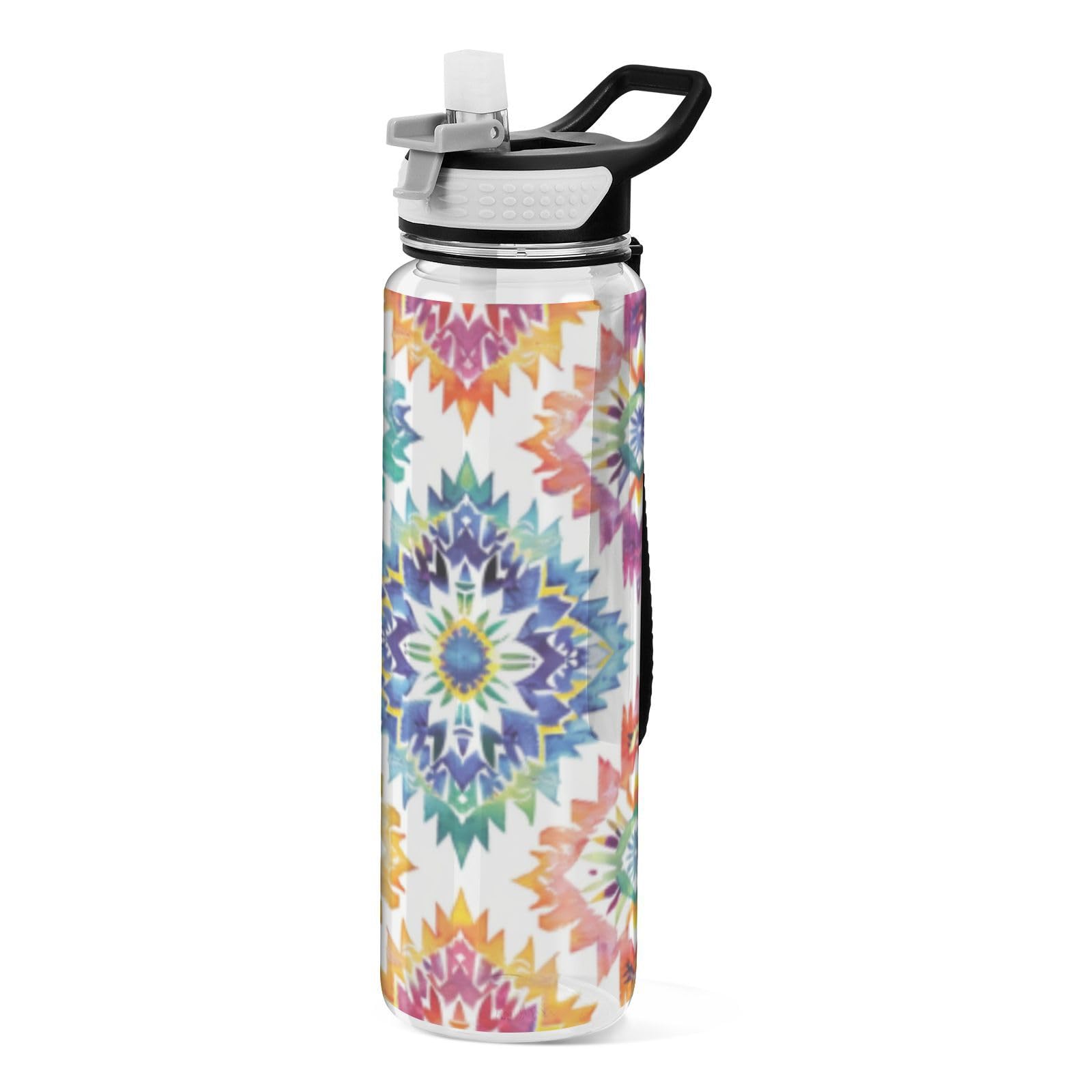 Bouteille de sport en plastique coloré avec paille pour le bureau et la maison