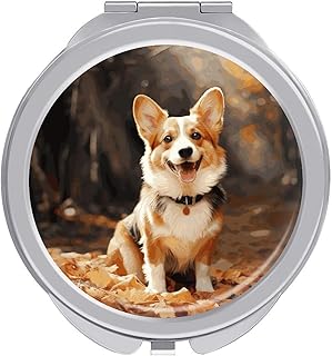Corgi Dog Travel Makeup Mirror Portable Compa...