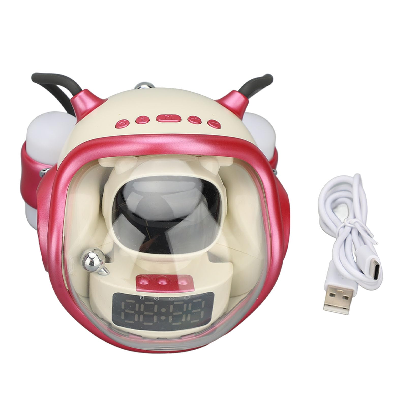 Chiyyak Raumschiff-Bluetooth-Lautsprecher, Niedlicher Dekorativer RGB-Licht-Smart-Wecker für Zuhause und Büro, ABS-Material (Rosa)