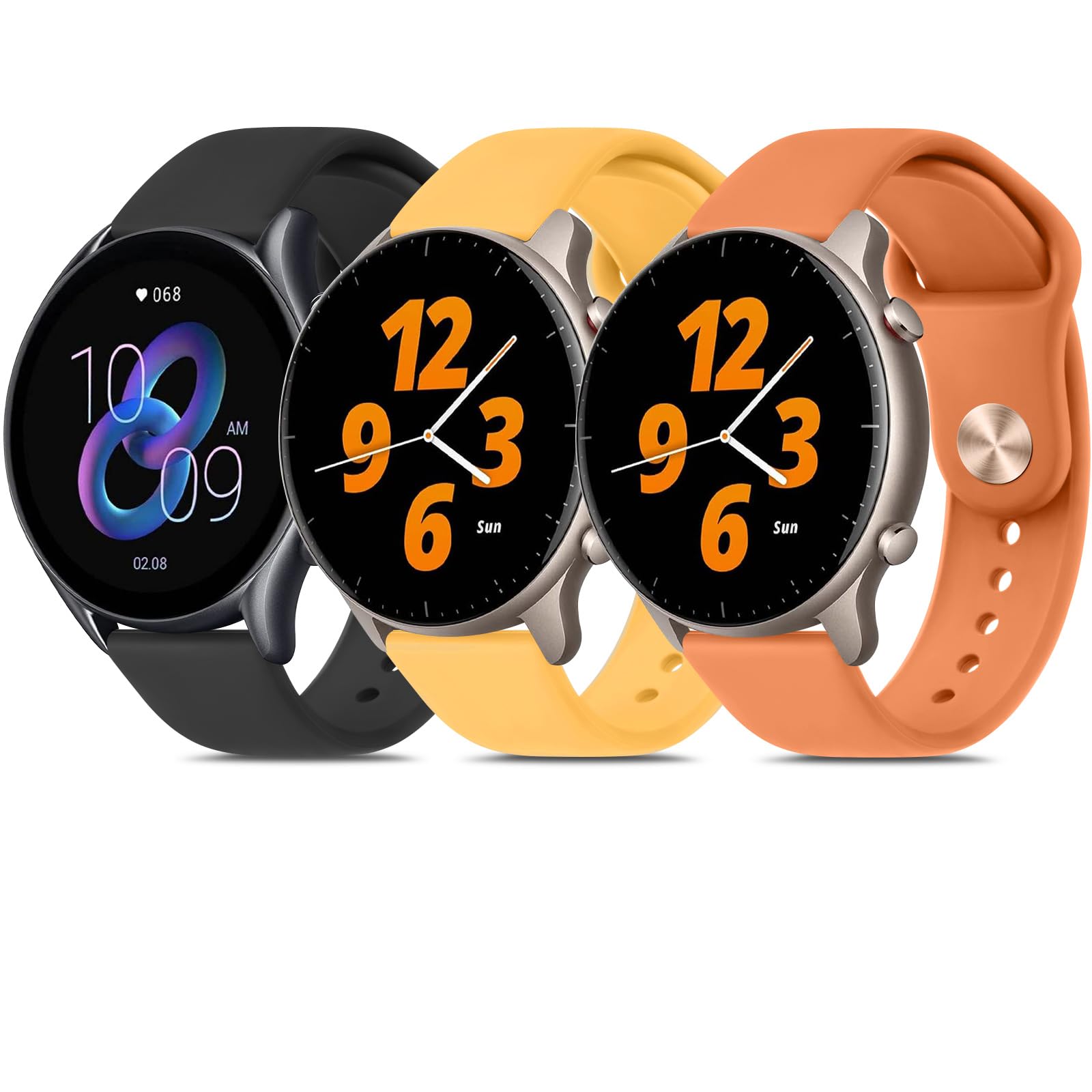 Wanme Wanme 3 Piezas Correa 22mm para Amazfit GTR 2 / GTR 3 Pro/GTR 3 / GTR 4 / GTR 2e / Amazfit GTR 47mm para Mujer Hombre, Correas de Reloj de Silicona Deportiva Pulseras de Repuesto para Amazfit Bip 5