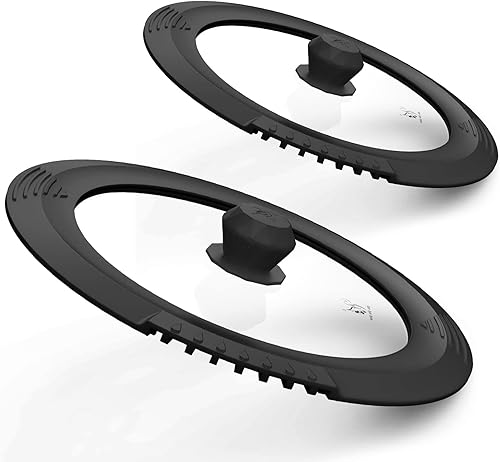 Tapa de colador templada para olla de pasta olla de sopa con borde de silicona resistente al calor tapas universales para sartenes boquilla agua