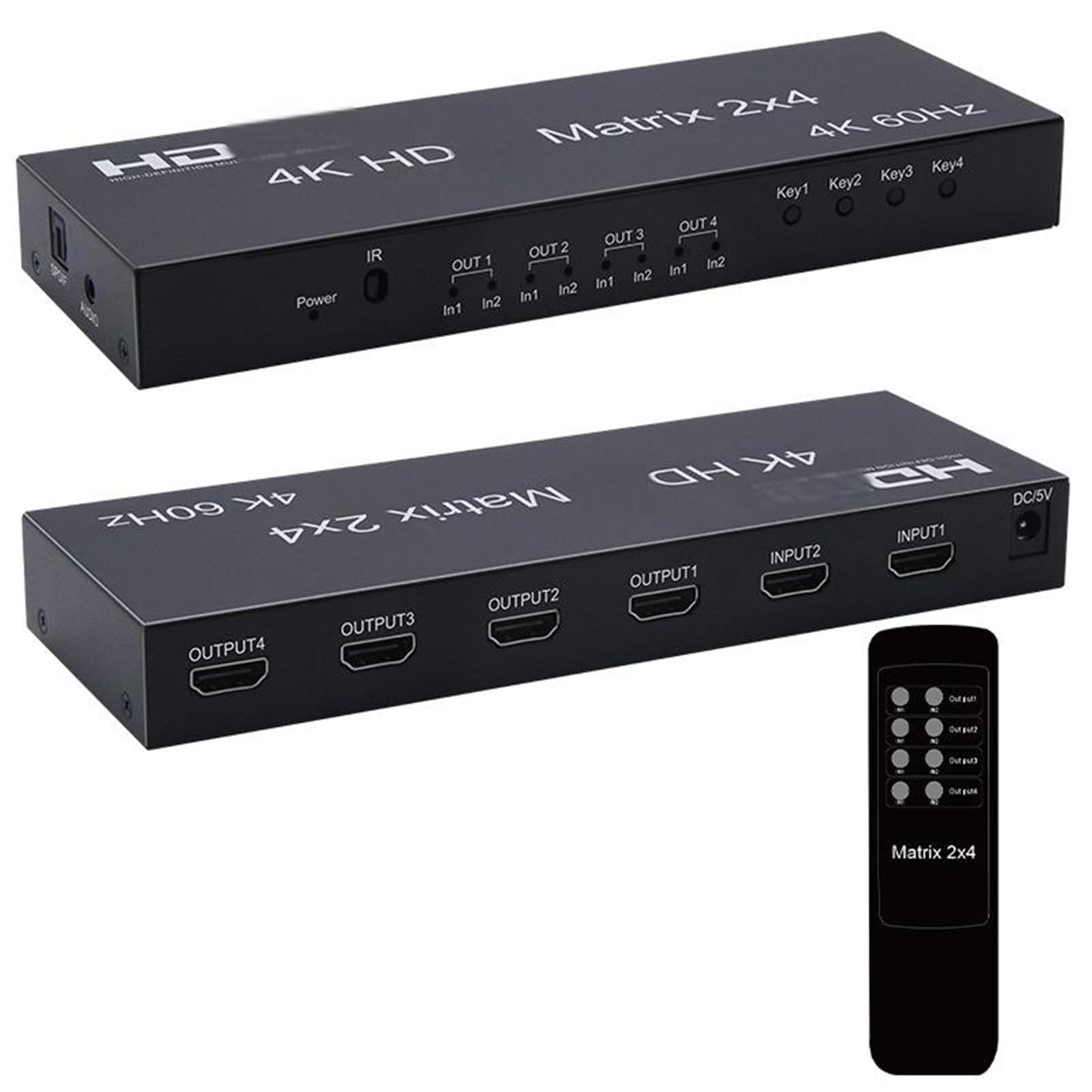 Splitter switch 4K 60Hz Matrix 4X2 2 In 4 Out compatibile con HDMI, estrattore .0 2x4 1080p for DVD PC a monitor TV(2X4)