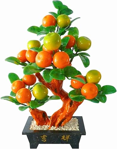 Bonsái artificial, árbol de bonsái artificial, plantas artificiales en maceta, tallado de jade, bonsái naranja para decoración del hogar, oficina,