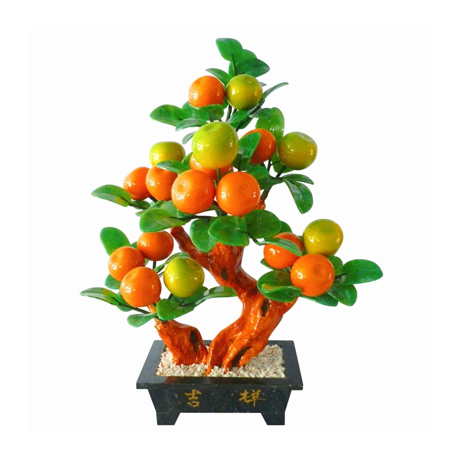 MYUYEE Artificial Bonsai Artificial Bonsai Tree Artificial Plants Potted Jade Carving Orange Bonsai For Home Office Decor Desktop Display For Home Office