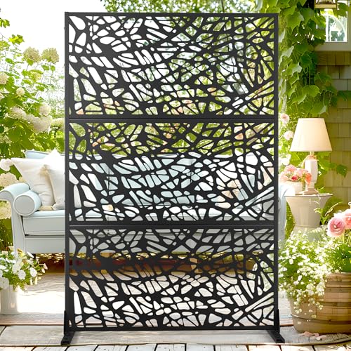 72' H×47' W Metal Privacy Screen Outdoor Privacy Screen Freestanding, Outdoor Privacy Screens and Panels for Patio Lawn Deck(Consists of 3 Panels)