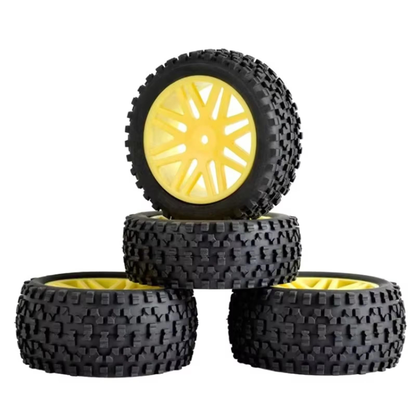 RC NeumáTicos Accesorios para HSP para HP 4 Unids/Lote Goma RC 1/10 para Ruedas Y Neumáticos para Buggy Montaje para Cubo Hexagonal De 12mm para Coche Todoterreno RC(Yellow)