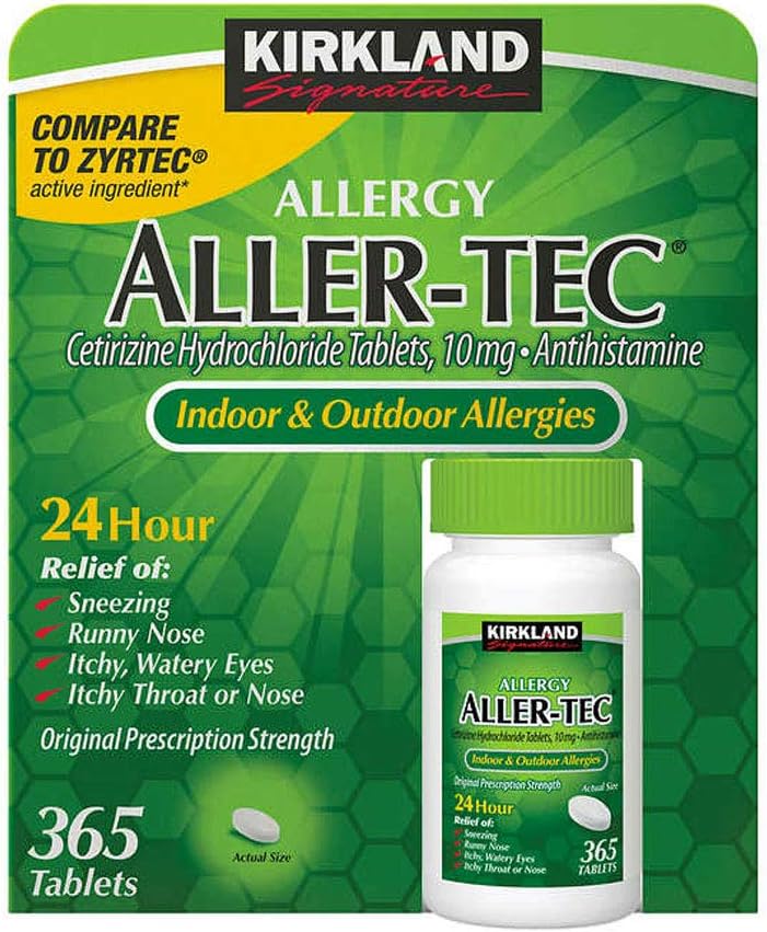 Kirkland Signature Aller-Tec Cetirizine Hydrochloride Tablets, 10 mg, 365 Count