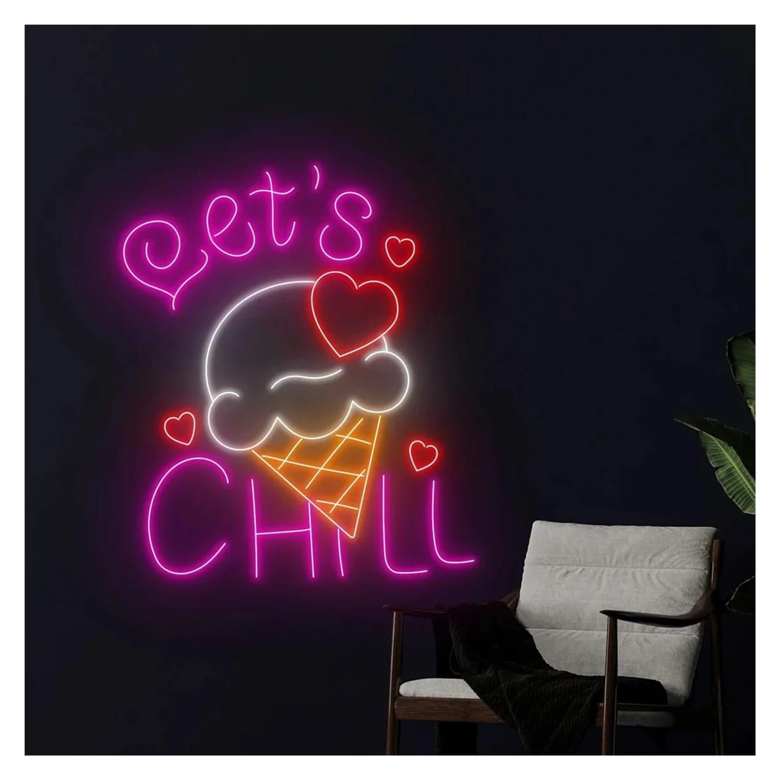XENITE Luces Art Decoration Christmas Letrero De Neón Let's Chill Para Helados, Cafeterías, Restaurantes, Decoración De Pared, 38cm