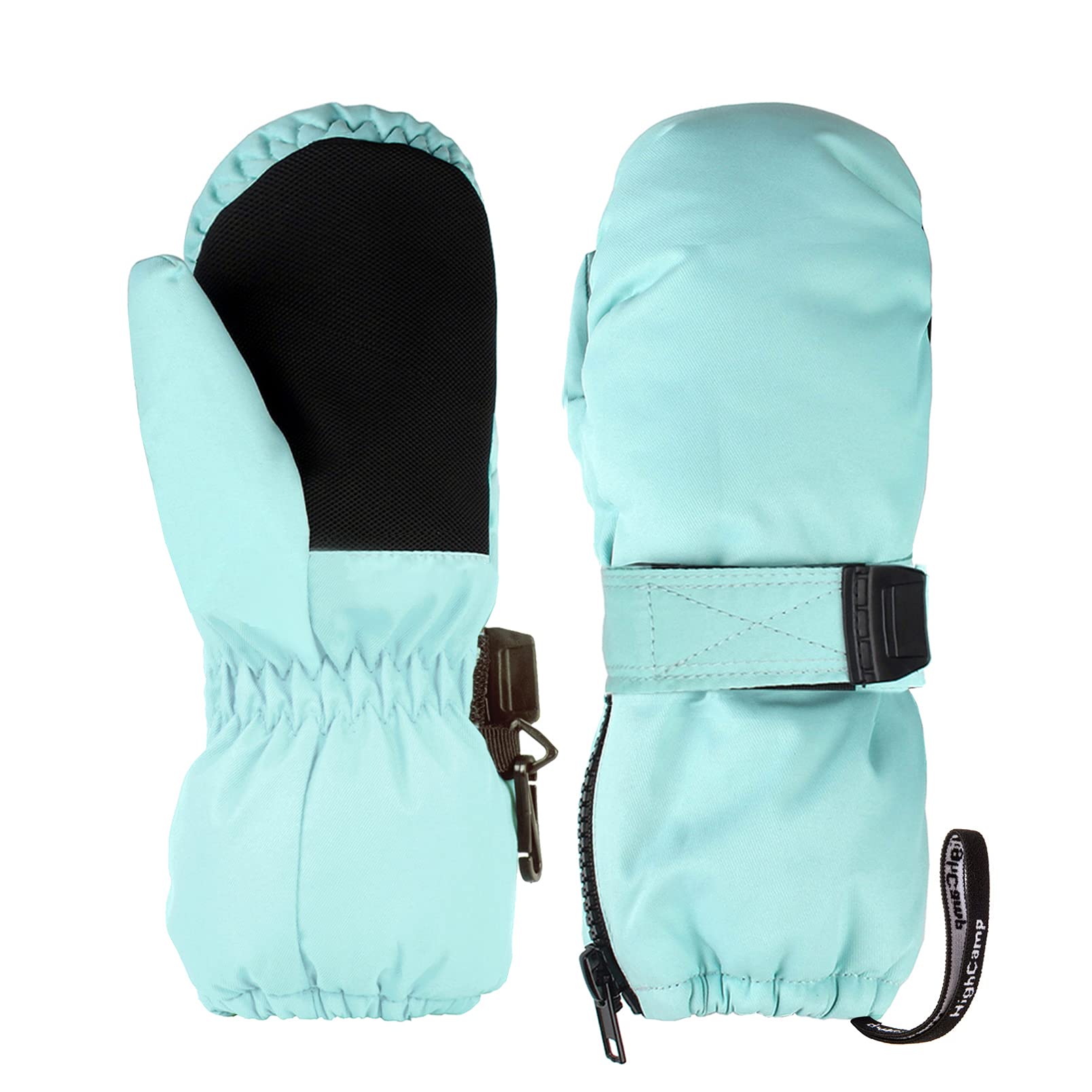 HIGHCAMPWinter Snow Ski Mitten Gloves Waterproof with Zipper on Long Cuff for Kids Toddlers Boy Girl