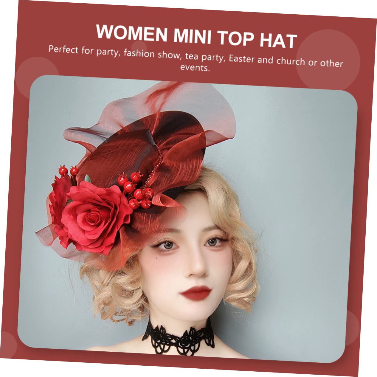 SOIMISS 4piezas Sombrero De Fiesta Decorativo Rosas Rojas Elegante Tocado Para Bodas Festivales y Eventos Especiales Accesorio Femenino Ligero y Cómodo