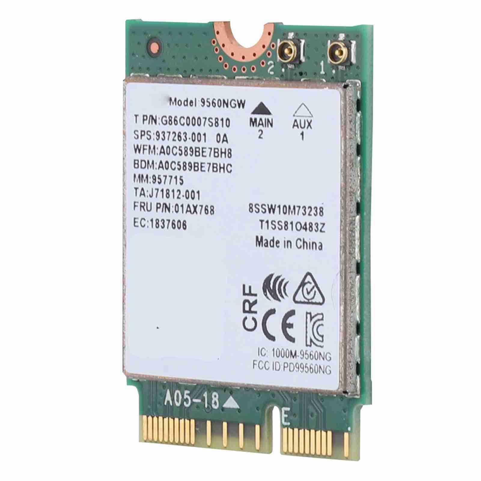 Karta sieciowa WLAN, karta PCIe bezprzewodowa dwuzakresowa karta 2.4 G + 5 G PCI-E Express, 1,73 Gb/s Bluetooth 5.0 + Wi-Fi NGFF Bezprzewodowa karta Wi-Fi dla 9560AC 9560NGW