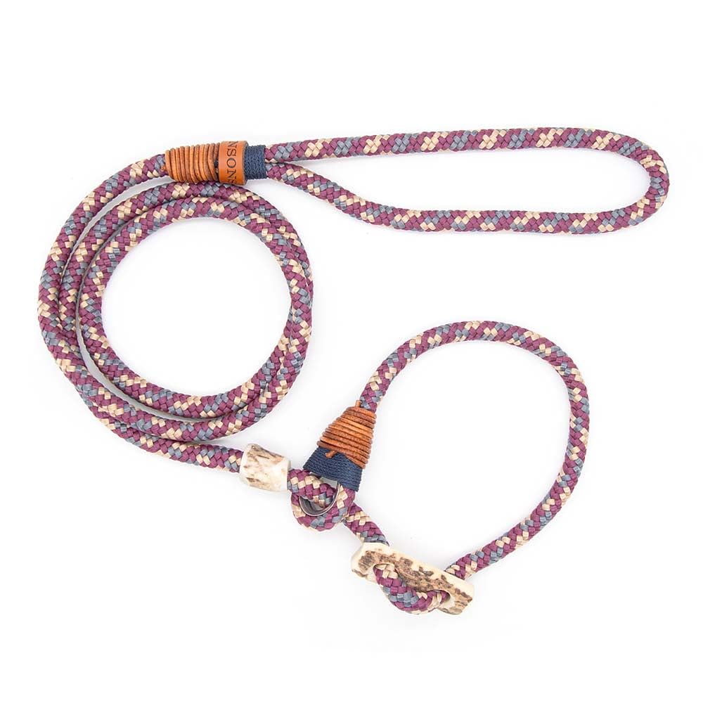 Retriever-Leine/Moxonleine Elegant-Style | handgefertigte Hundeleine aus Tau mit Halsbandfunktion & Horn-Stopper | 10mm – kraftvoll, stilvoll & komfortabel | Training, Alltag & Spaziergang
