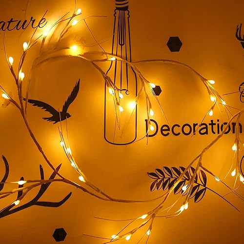 Miniatura 5 de YASENN Guirnalda de luces blancas  56 luces LED de 6 pies iluminadas, guirnalda de vid flexible, luces de sauce para bricolaje, luces de pared
