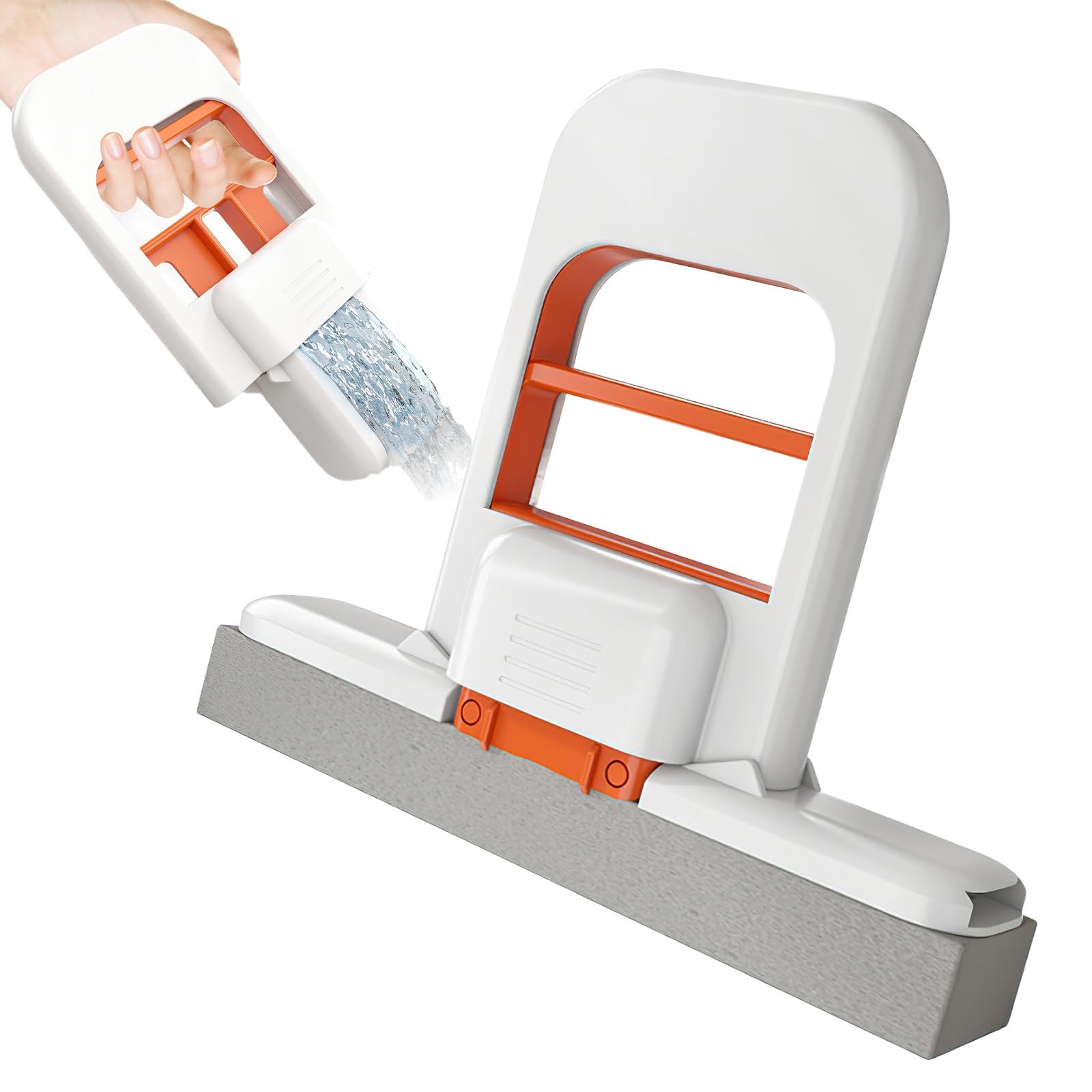  Mini Foldable Desktop Mop, Portable Self-Squeeze Wet & Dry Cleaning Sponge Mop,Wet and Dry Use Cleaning System,Reusable Small Spaces Cleaning Mops for Bathroom, Kitchen, Tableware (Orange)