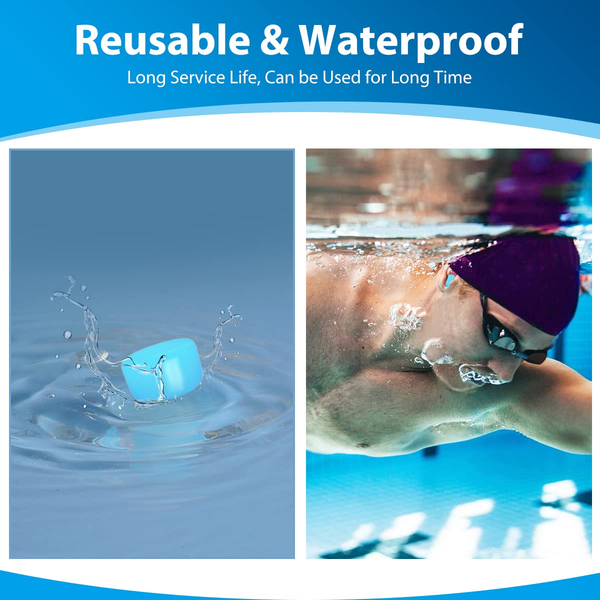 7 Paia Tappi Orecchie Silicone per Dormire, Antirumore Morbidi Modellabili Riutilizzabili - Protezione Dell'Udito, Insonorizzanti per Piscina, Nuoto, Lavorare (Blu)