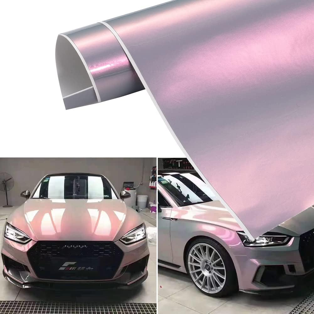 XhuangTech Chameleon Vinyl Wrap Grey to Red Adhesive Car Body Film Sticker Decal Sheet Roll Air Bubble Release DIY (Grey to Red, 60" x 11.8" (1.52M x 0.3M)