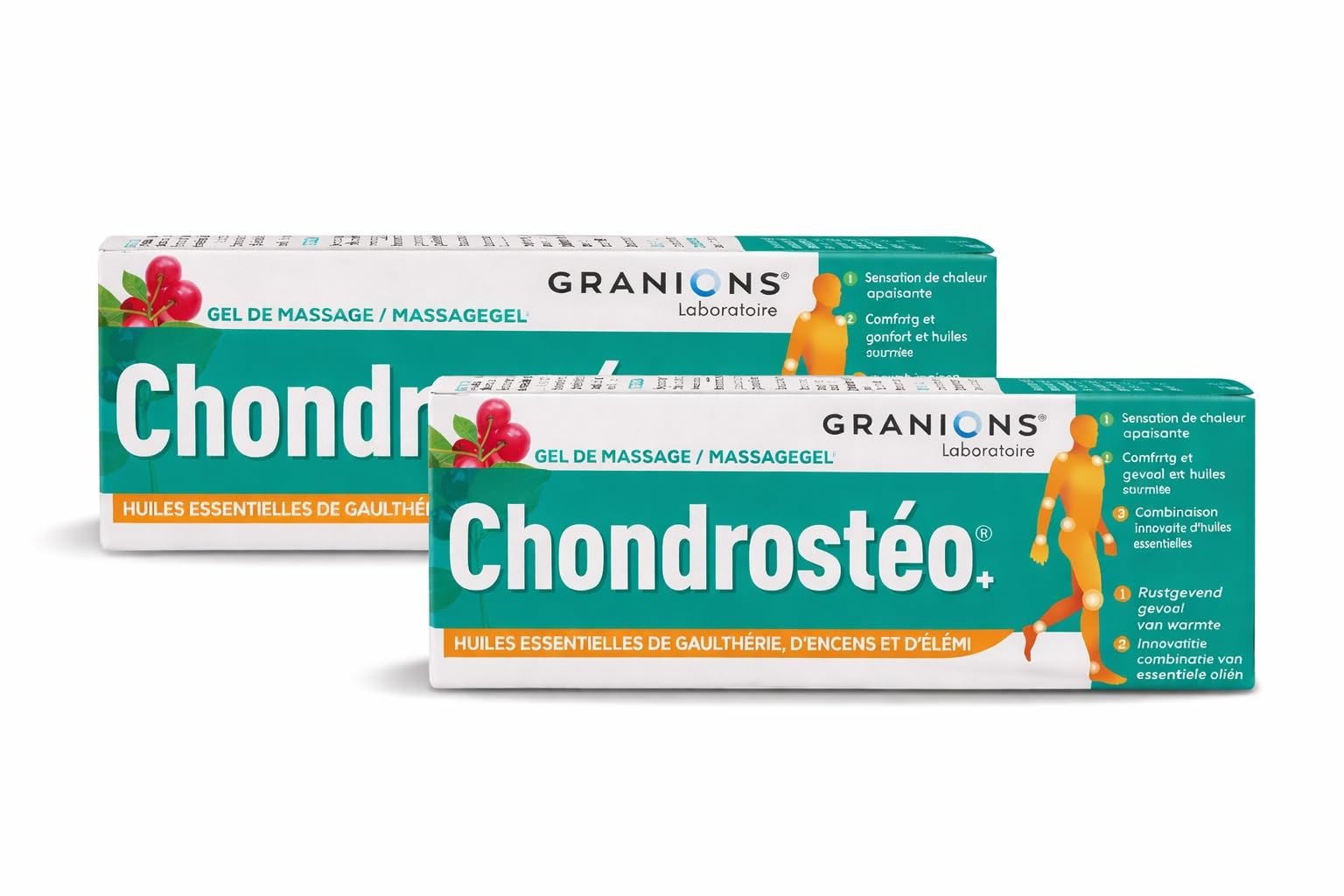 Chondrostéo+ Gel de Massage – Lot de 2 – Articulations & Muscles – Effet Chauffant Apaisant – Huiles Essentielles – Confort & Souplesse
