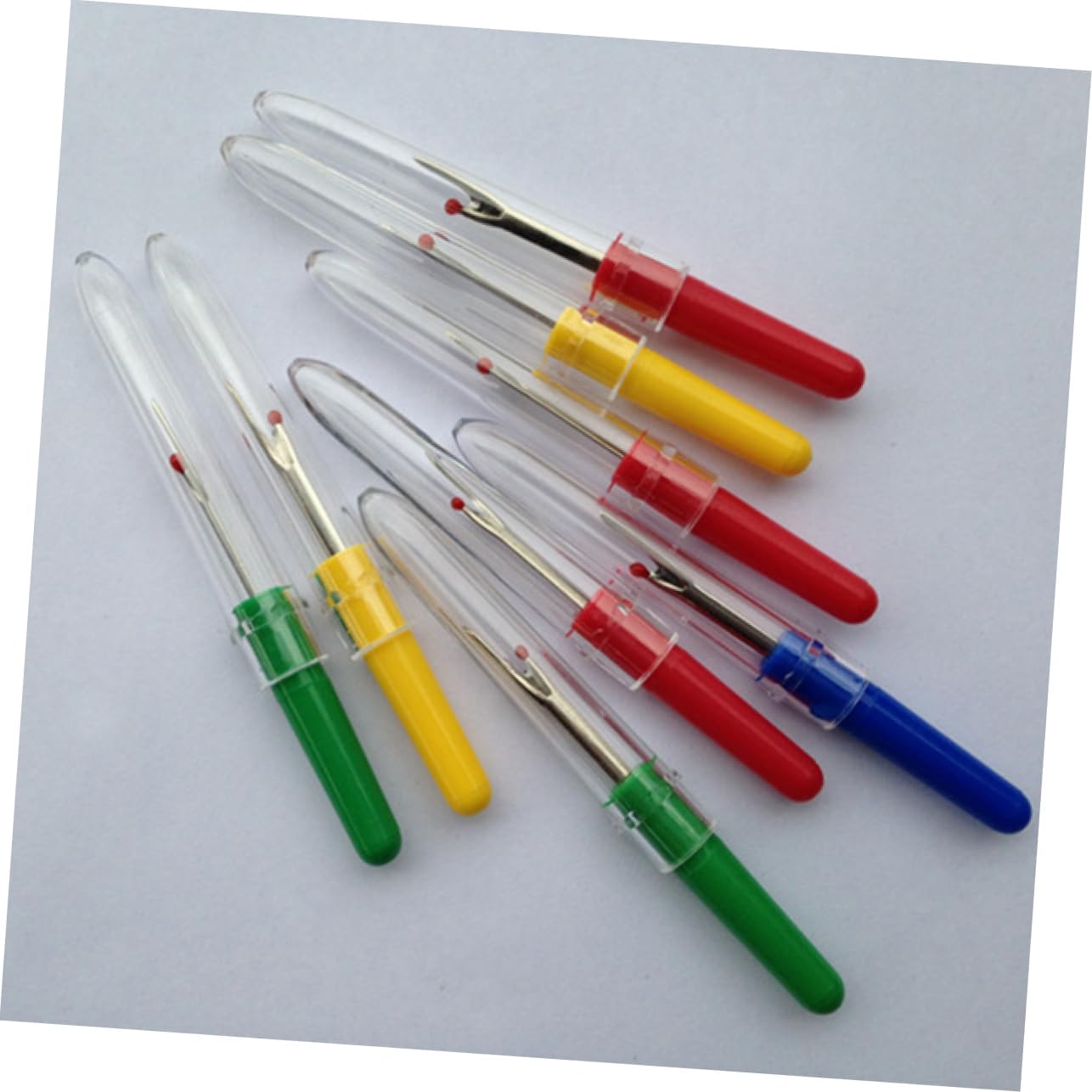 WEKAMOS 24pcs Sewing Thread Unpicker Plastic Handle Seam Ripper Cap for Ripping Out Stitches Without Damaging Random Color