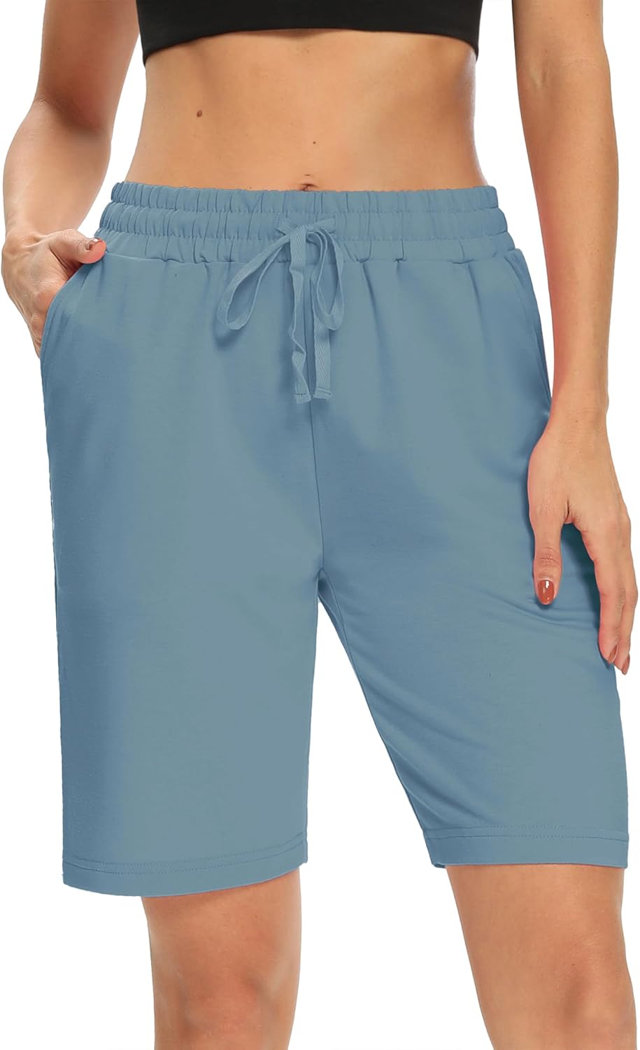 DIBAOLONG Womens Yoga Shorts Loose Comfy Drawstring Lounge Bermuda Shorts with 3 Pockets - Image 2