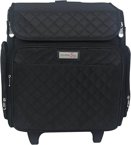 Miniatura 2 de Everything Mary Bolsa de manualidades con ruedas, acolchada negra  Bolsa de papel con ruedas para almacenamiento de álbumes de recortes y arte