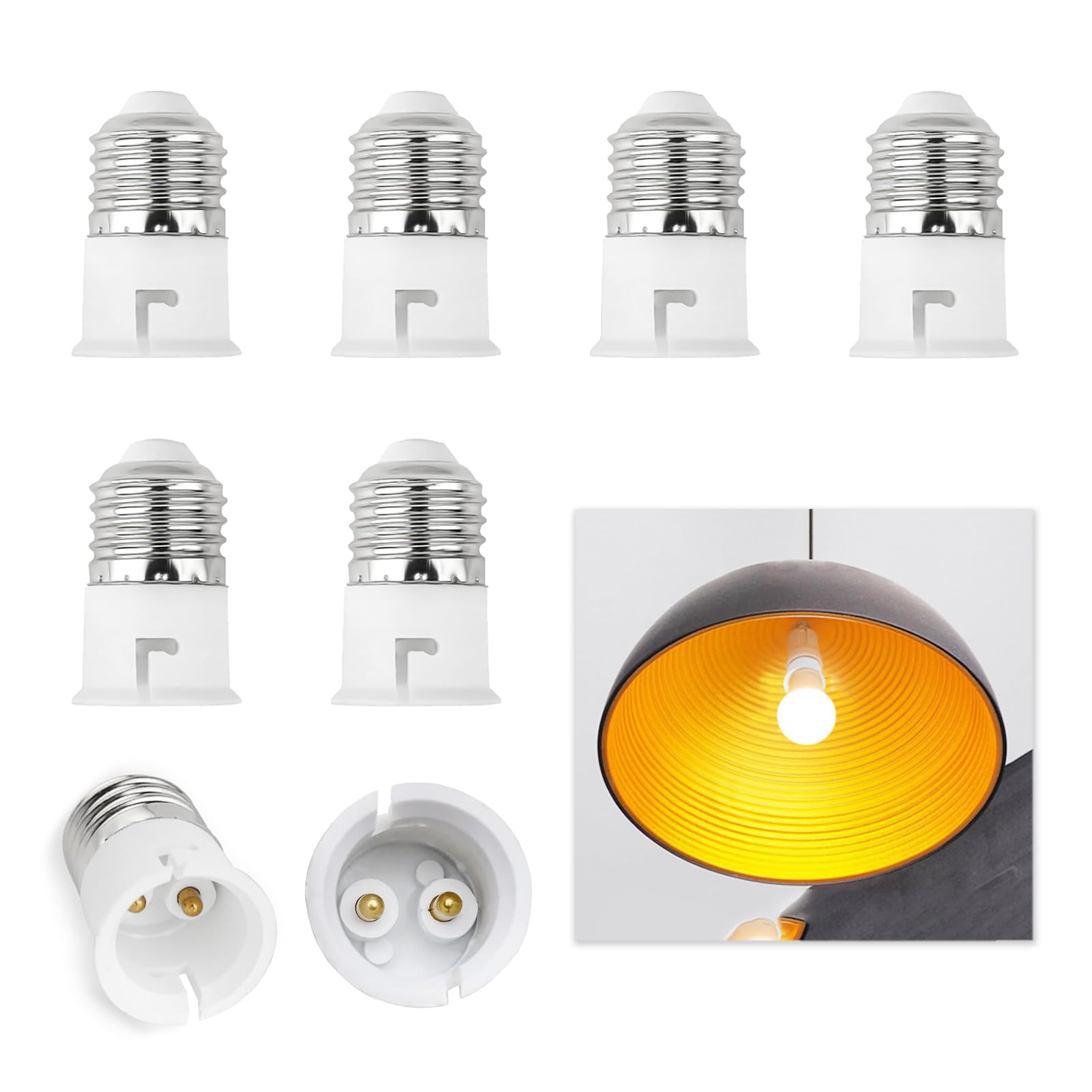 6 PCS E27 to B22 Lamp Socket Adapter Converter, Bayonet to Screw Bulb Adapter