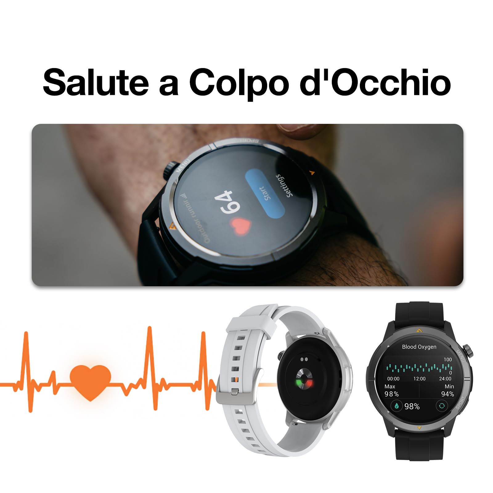 AGM Orologio fitness 2025, orologio sportivo HD AMOLED da 1,43", con oltre 100 modalità sportive, smartwatch con GPS, frequenza cardiaca, monitor del sonno, impermeabile fino a 5 ATM, per Android e | 5 ATM, chiamate Bluetooth, batteria da 300 mAh, per cor