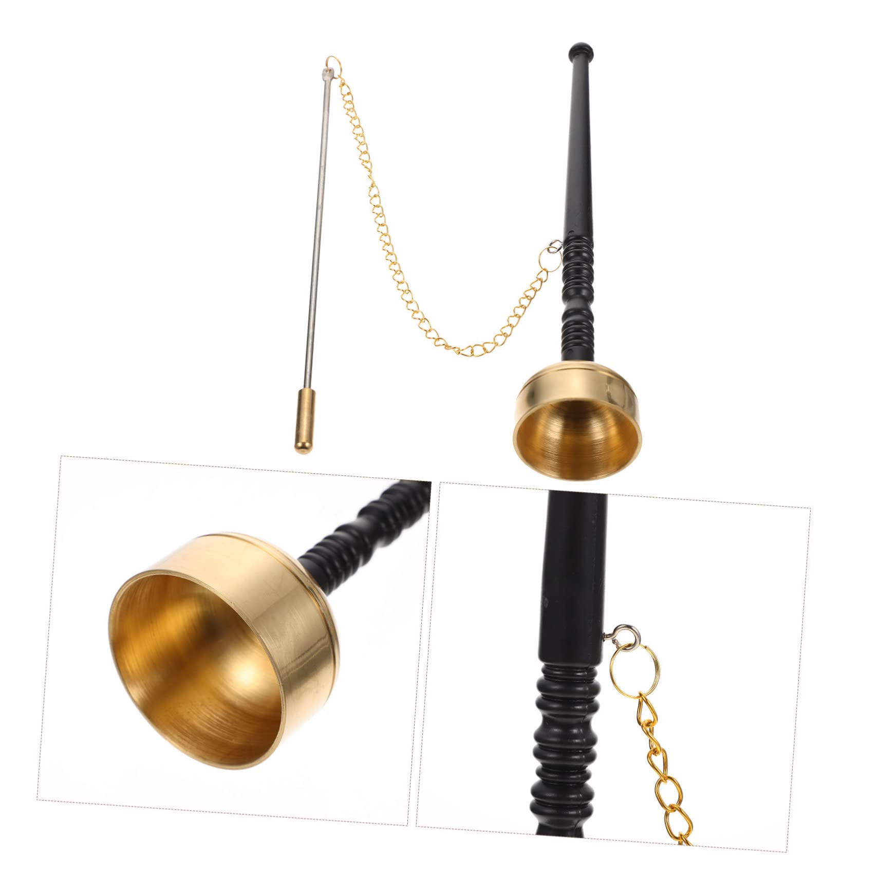 TOYANDONA Instrumento Musical Sonido Claro y Agradable Yin Qing de Cobre Budista para Mango de Madera Ceremonias y Meditación Tradicional