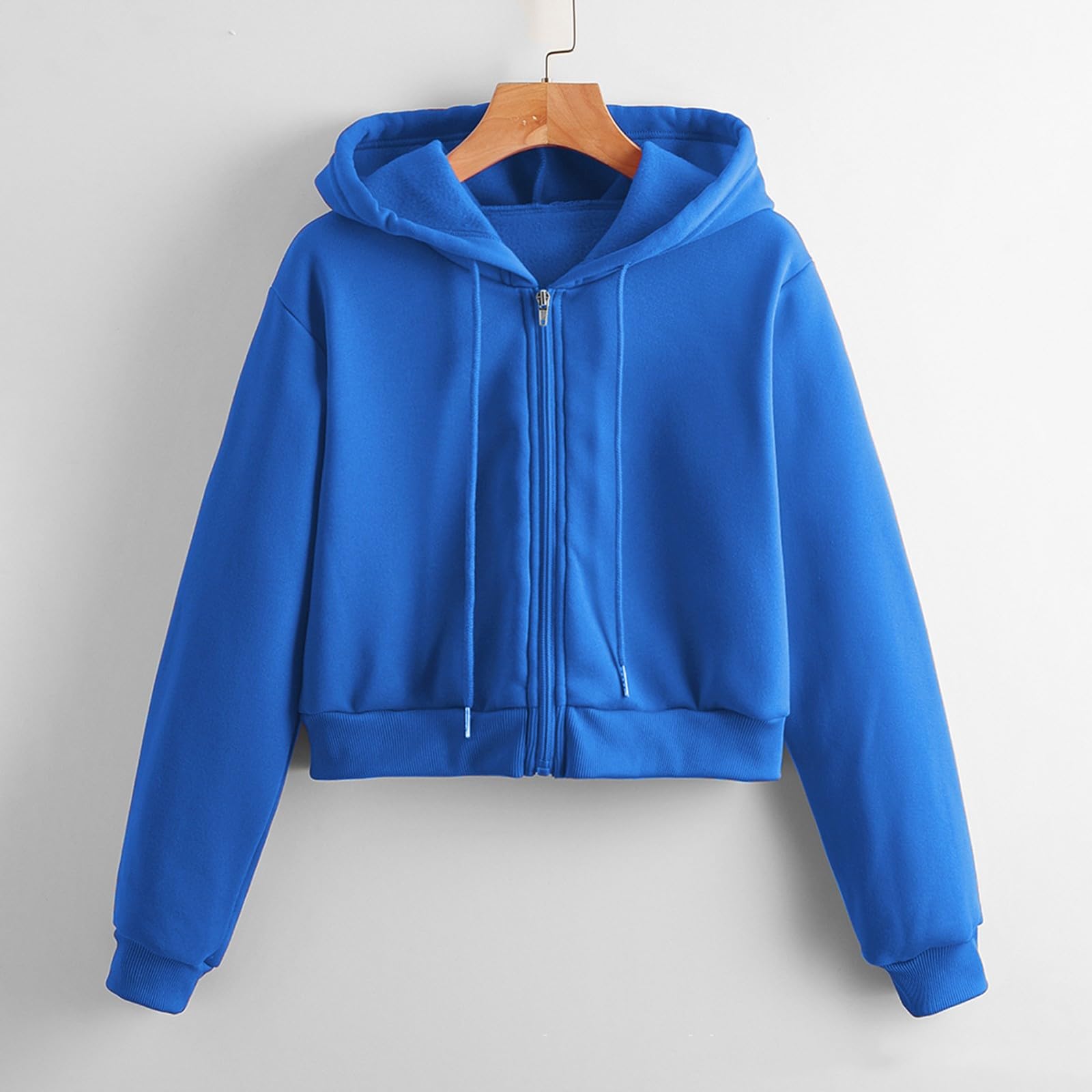 Generico Sweat-shirt court noir pour femme avec fermeture éclair – Sweat à capuche surdimensionné pour femme, doux, léger, gris, haut de sport, thermique, confortable, vêtements d'automne, mode, avec