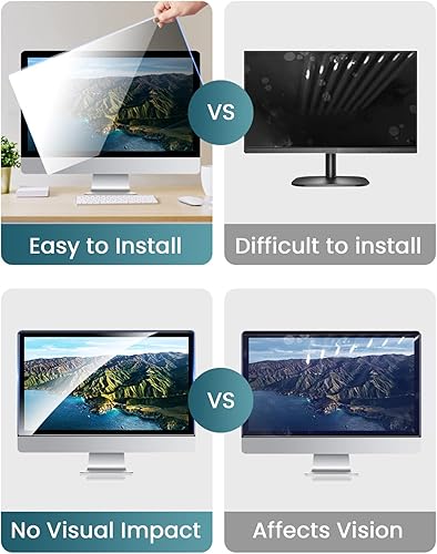 Vista 7 de Filtro de pantalla de privacidad para monitor de PC LED diagonal de 24 pulgadas, antideslumbrante, antiluz azul, panel protector de pantalla, marco