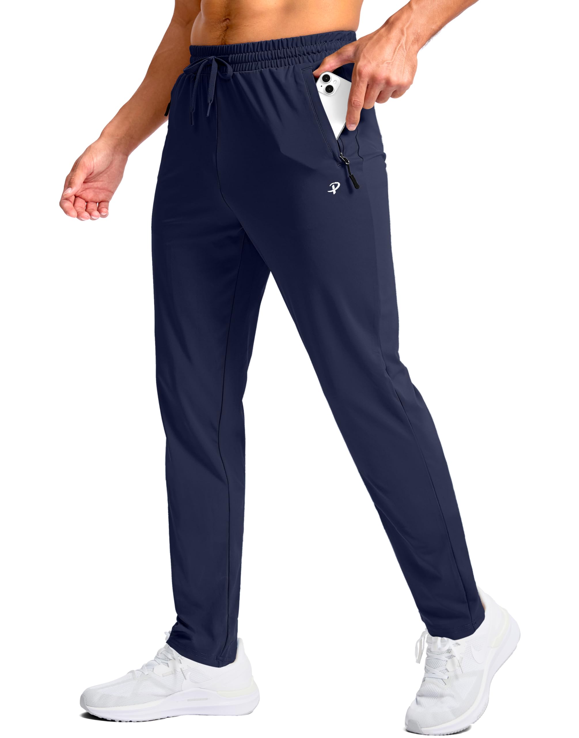 Pudolla 32 34 36 38 Inseam Mens Tall Sweatpants with Zipper Pockets Lightweight Joggers for Athletic Workout Casual