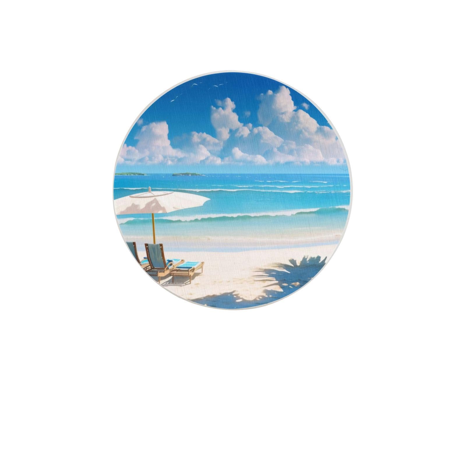 Beach Sunset Ocean Waves Absorbent Drink Coasters Diatomaceous Round Coaster 4 Inch Reusable Cup Coasters Set 4pc
