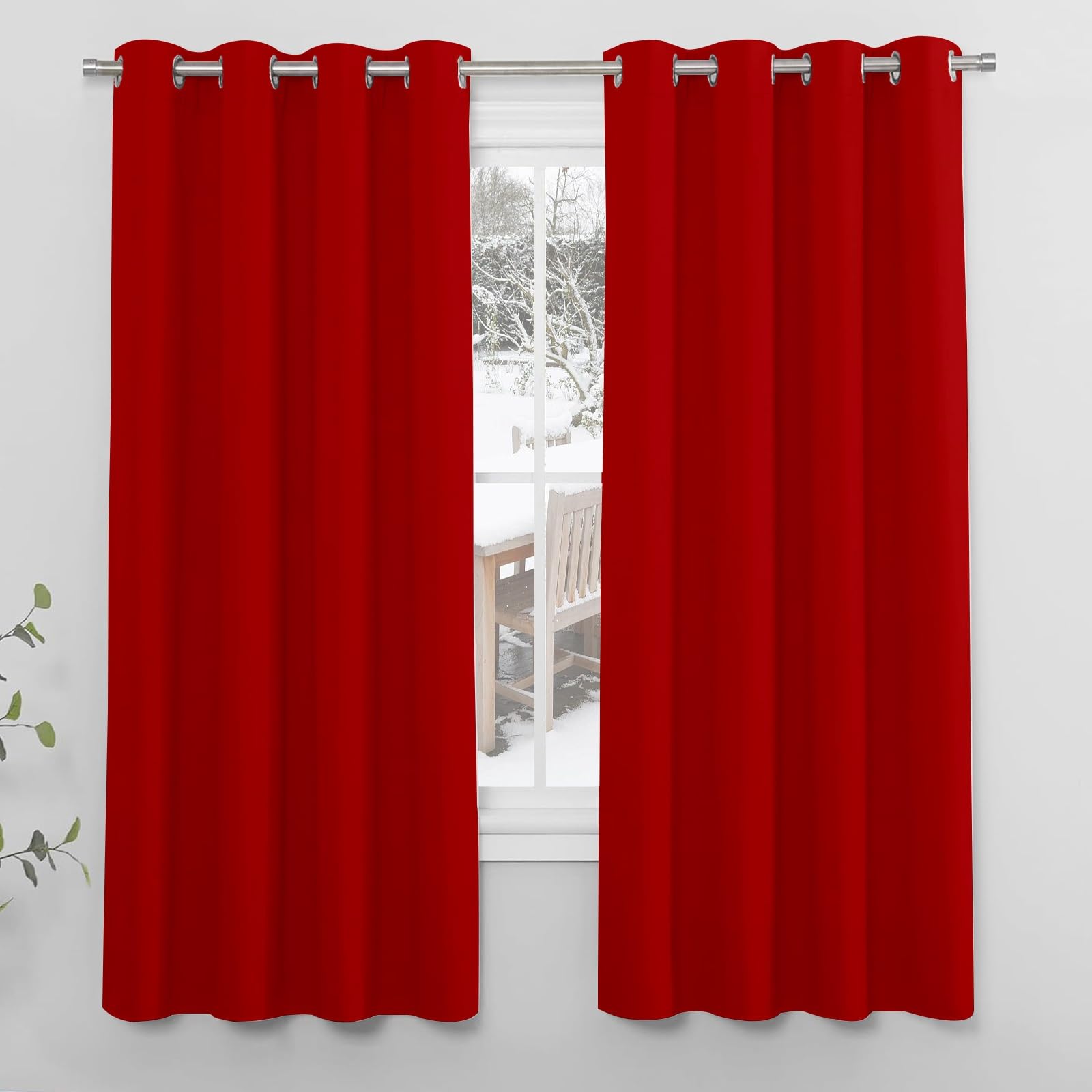 Rideaux Occultants pour Chambre Adulte et Salon Ambiance Cosy Rouge 220 x 80 cm