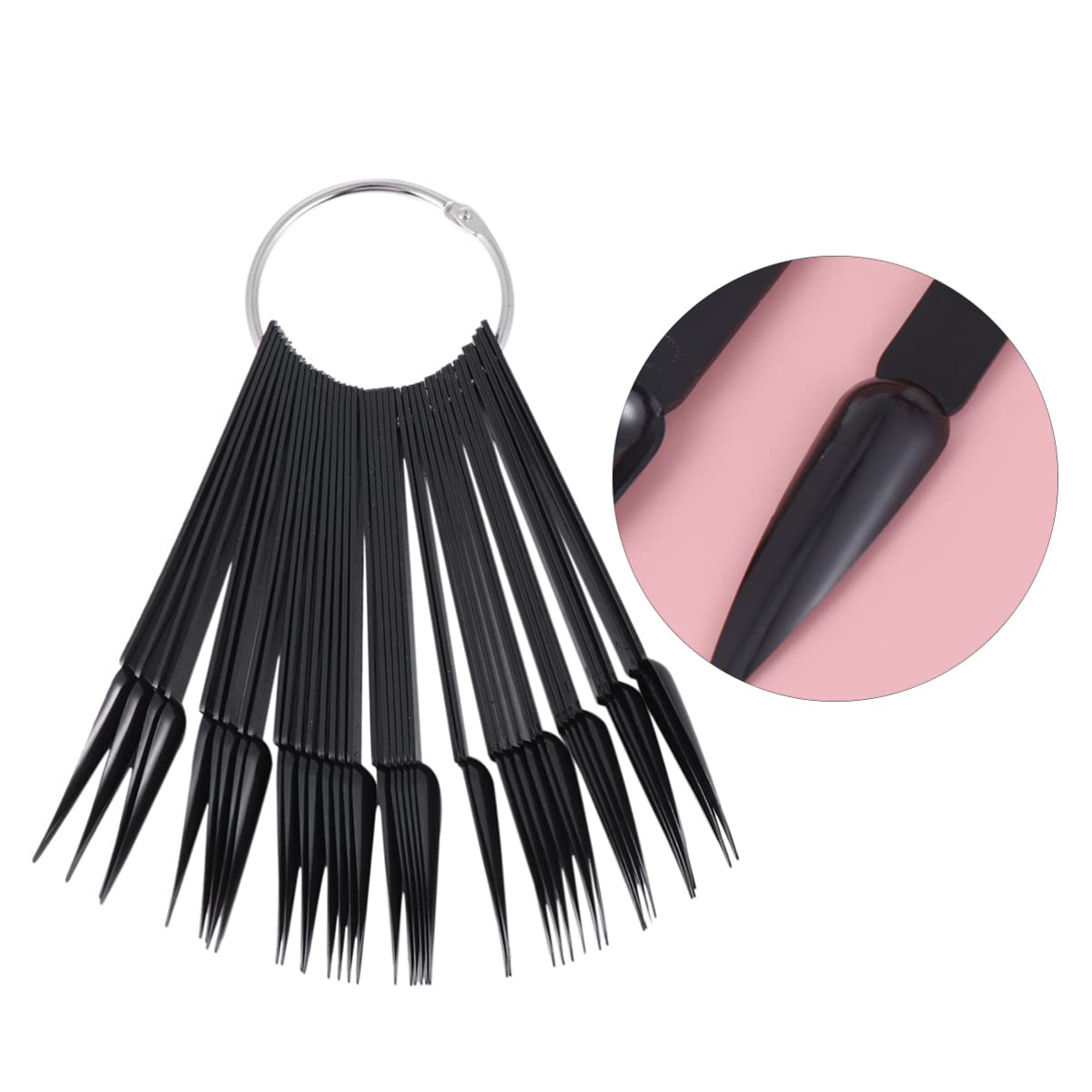 6sets Fan Shape Nail Art Display Tips Each Black Practice Templates for Manicure and Nail Polish Samples for Enthusiasts