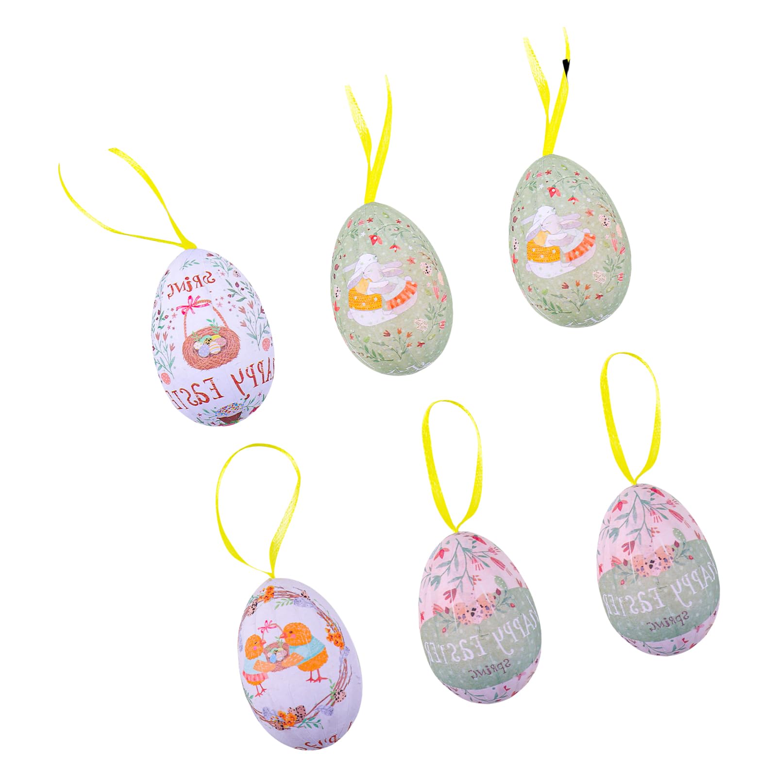 Tsophreniq 6pcs Colorful Painting Eggs with Hanging Rope Easters Ornament Seasonal Decorations for Home and Classroom Use Easters Home Decorations
