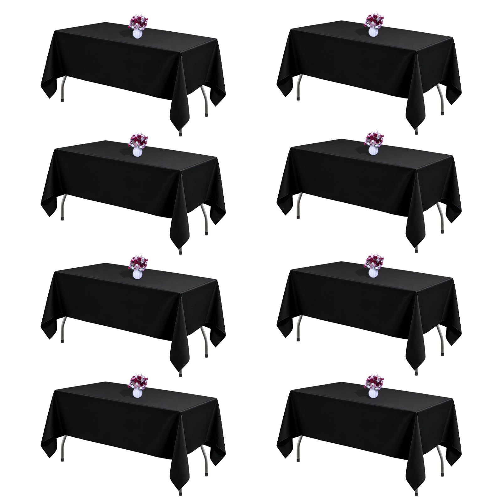 CKIKU 8-Pack Black Tablecloths