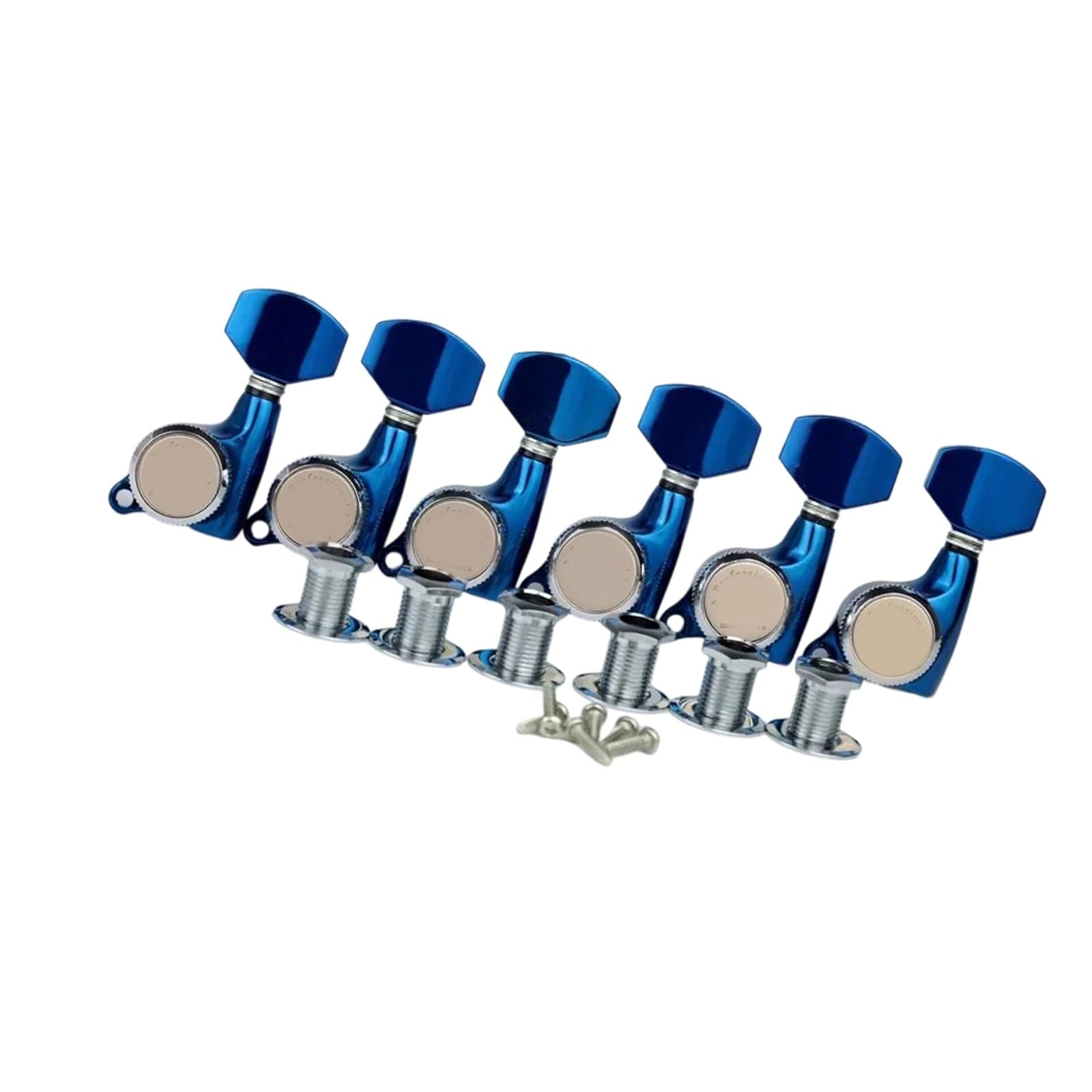 Gitarrenwirbel Set 6L E-Gitarren-Mechaniken Blau Verchromt Übersetzungsverhältnis 1:18