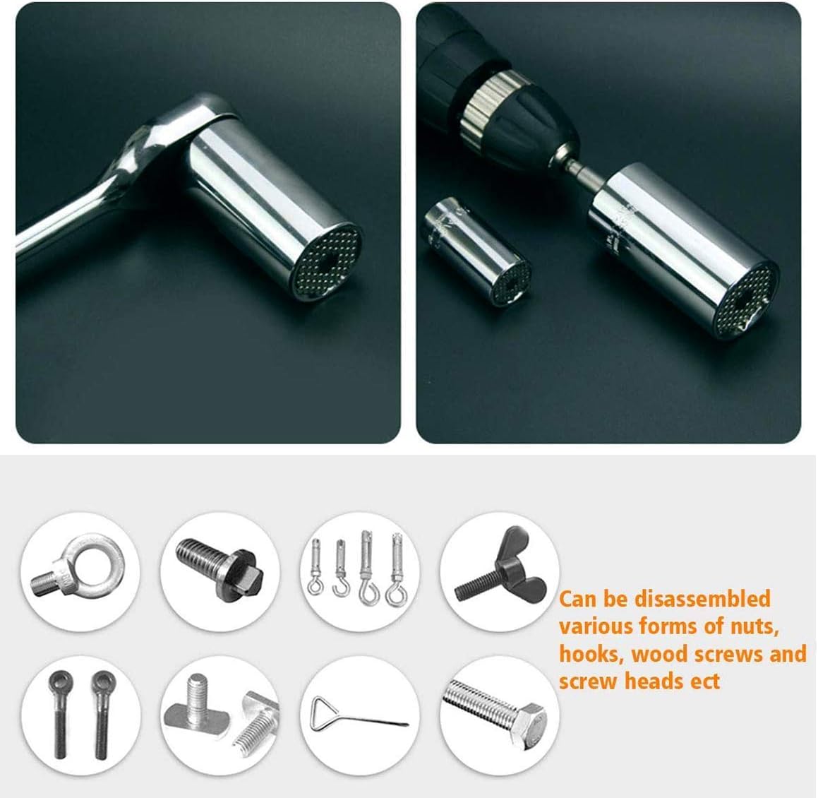 Universal Socket 3 Pcs Tool Set(7-19mm),Bushing Ratchet Wrench Set,Magical Grip Socket,Wrench Power Drill Adapter Set,Professiona Repair Tool