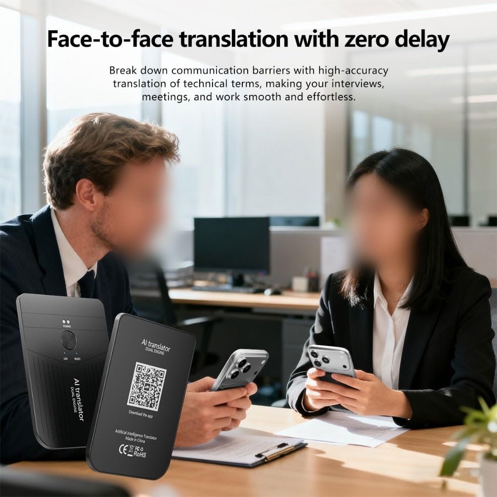 Dispositivo traduttore di lingue AI con oltre 140 lingue, convertitore vocale reale per riunioni di lavoro e viaggi, dispositivo di traduzione offline con traduzione di foto e video, ricarica