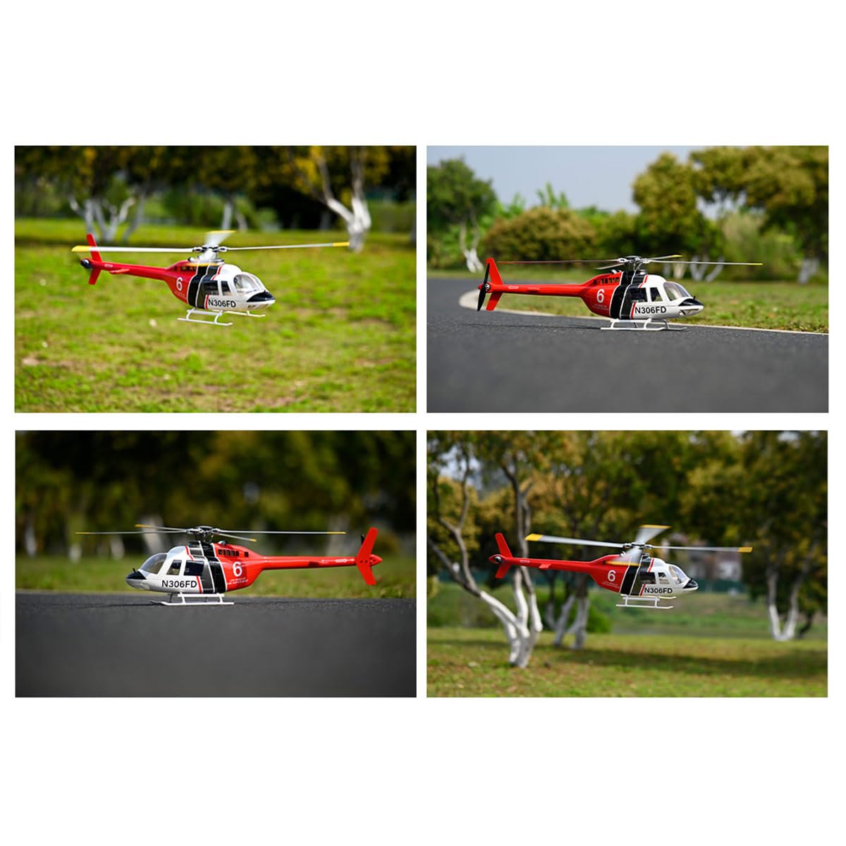 Helikopter RC z GPS dla dorosłych, Bell-206-V3 2.4G 6CH podwójny silnik bezszczotkowy RC wojskowy helikopter obsługuje tryb stałego punktu, tryb kaskaderski 3D i tryb automatycznej